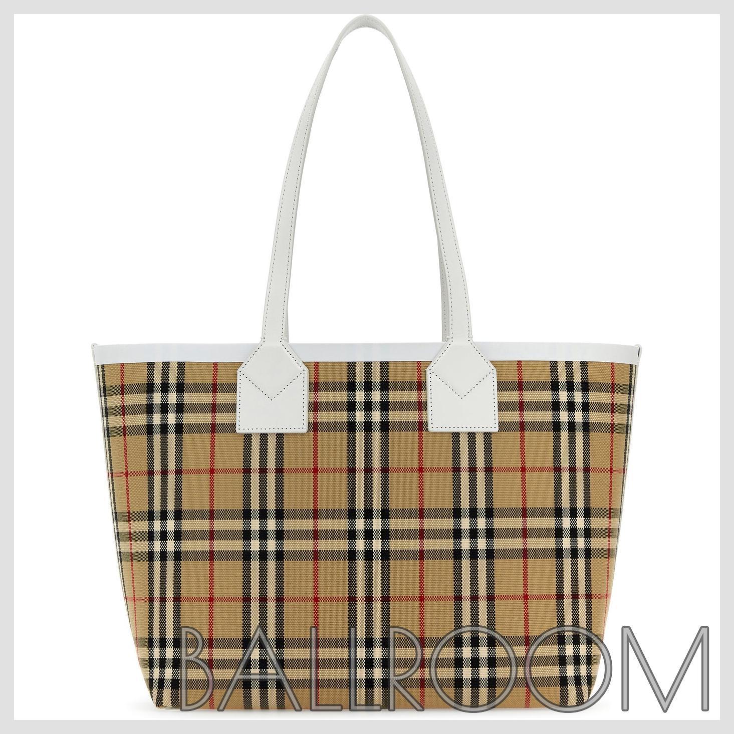 トートバッグ BURBERRY EMBROIDERED CANVAS LONDON SHOPPING BAG