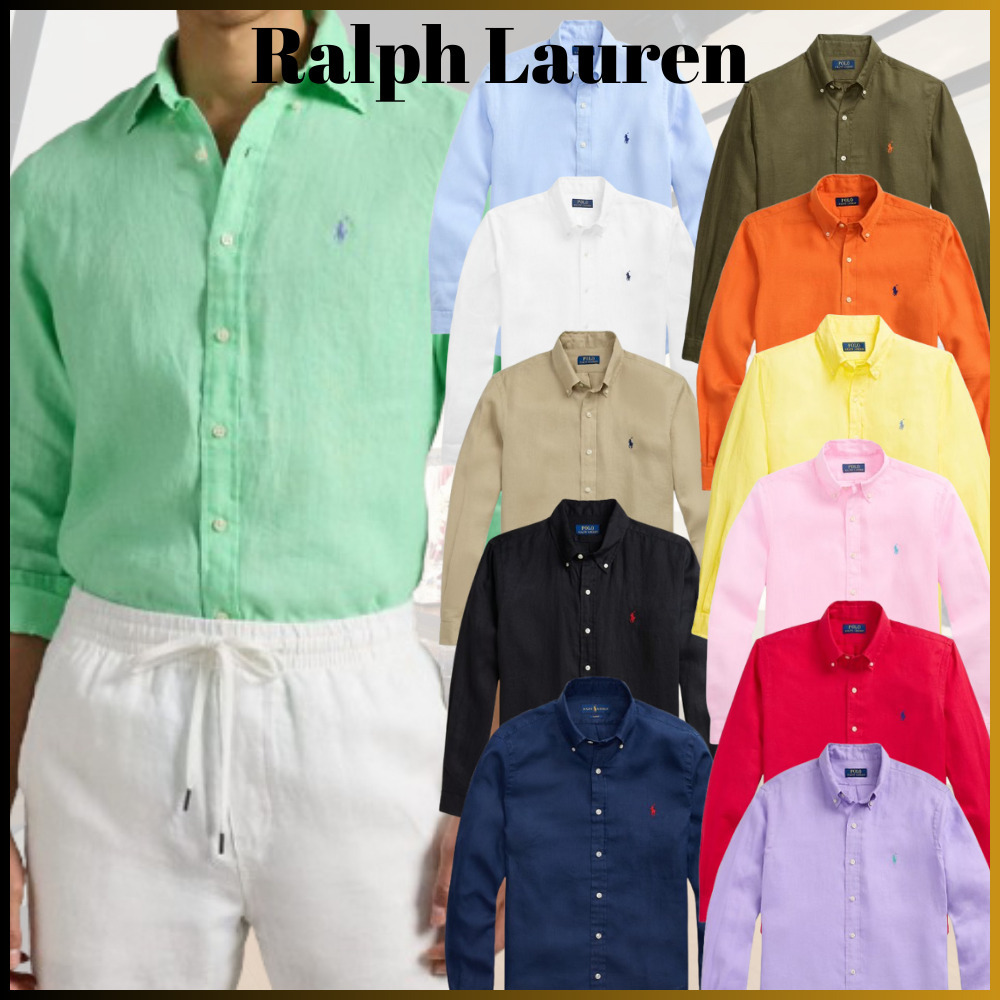 涼感★Ralph Lauren★クラシックフィット リネンシャツ ロゴ刺繍