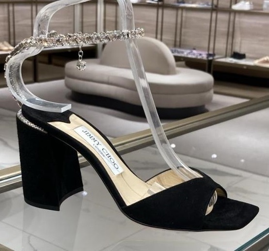 サンダル・ミュール JIMMY CHOO VELVET AND CRYSTAL SANDAL