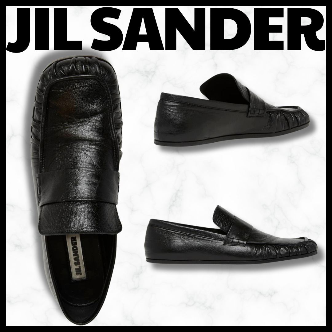 JIL SANDER■レザースリッポン モックトゥローファー フラット