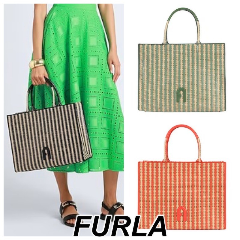 FURLA OPPORTUNITY バイカラー ラージ ロゴ トートバッグ
