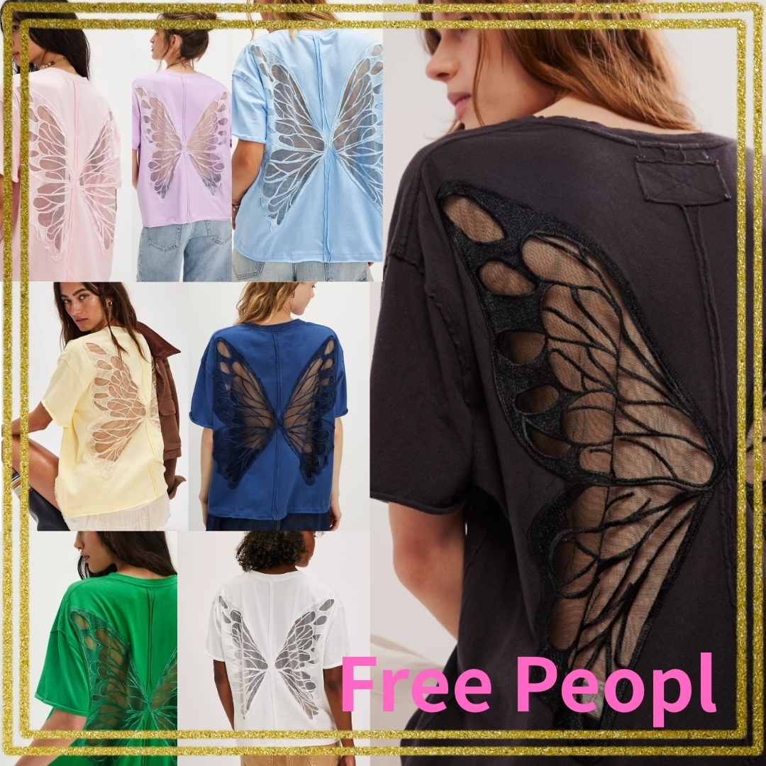【Free People】トリシアフィックスバタフライTシャツ 蝶々