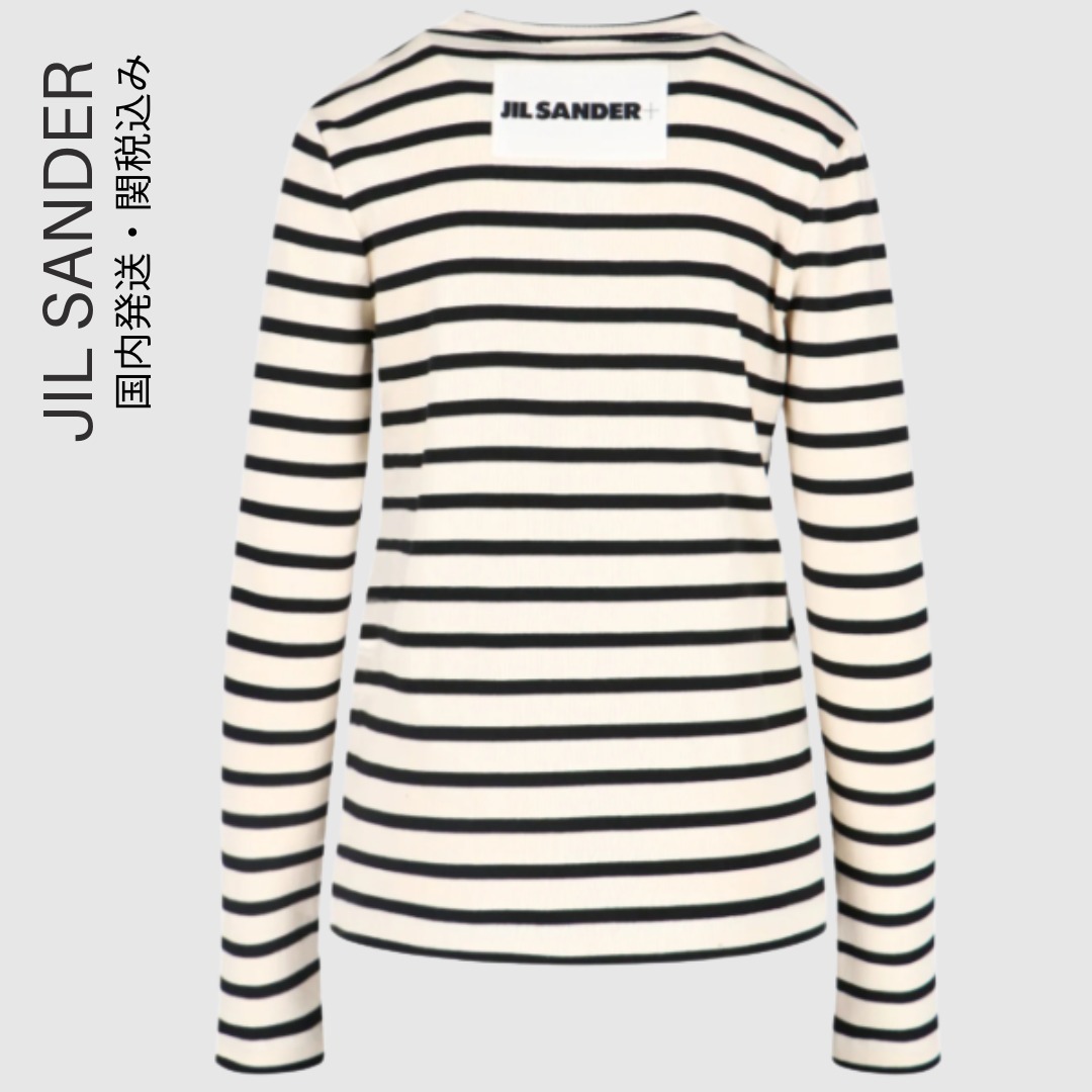 送料関税込み JIL SANDER バッグロゴボーダー長袖Tシャツ