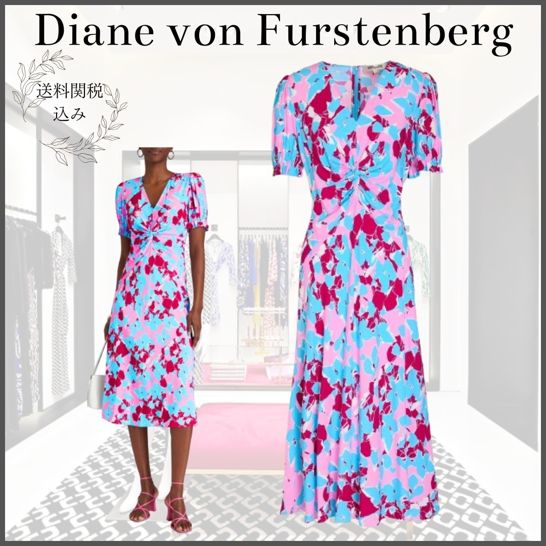 送料関税込【DIANE von FURSTENBERG】ミディワンピース ツイスト DIANE VON FURSTENBERG】ミディワンピース ツイスト入り (DIANE