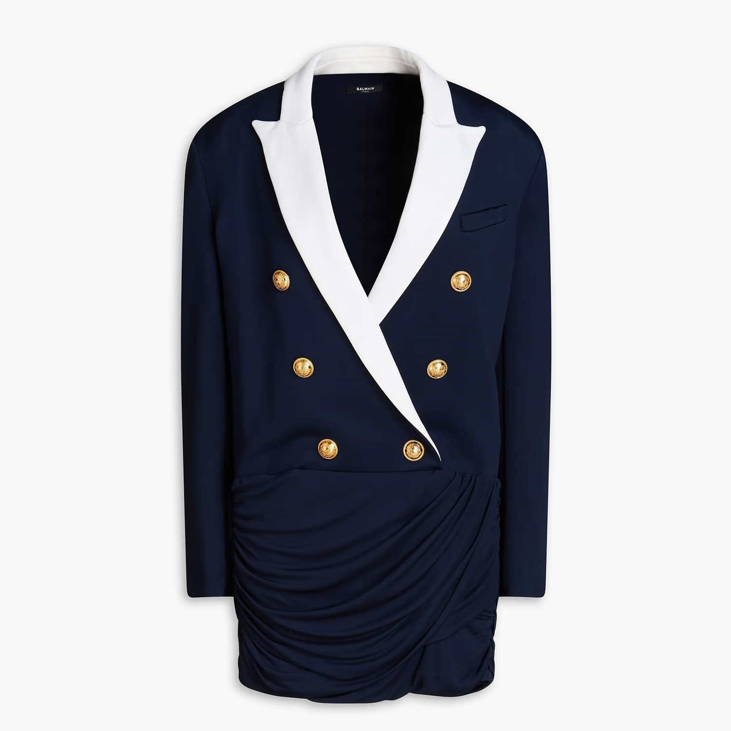 BALMAIN ジャージー ボタン付き ラップ風ミニワンピース