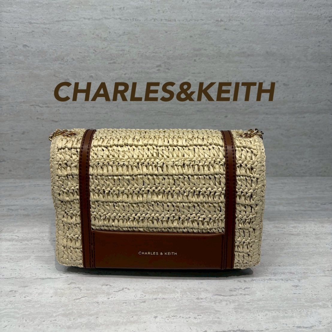 CHARLES&KEITH★Shalia Raffia Chain-Strap Shoulder Bag/送料込