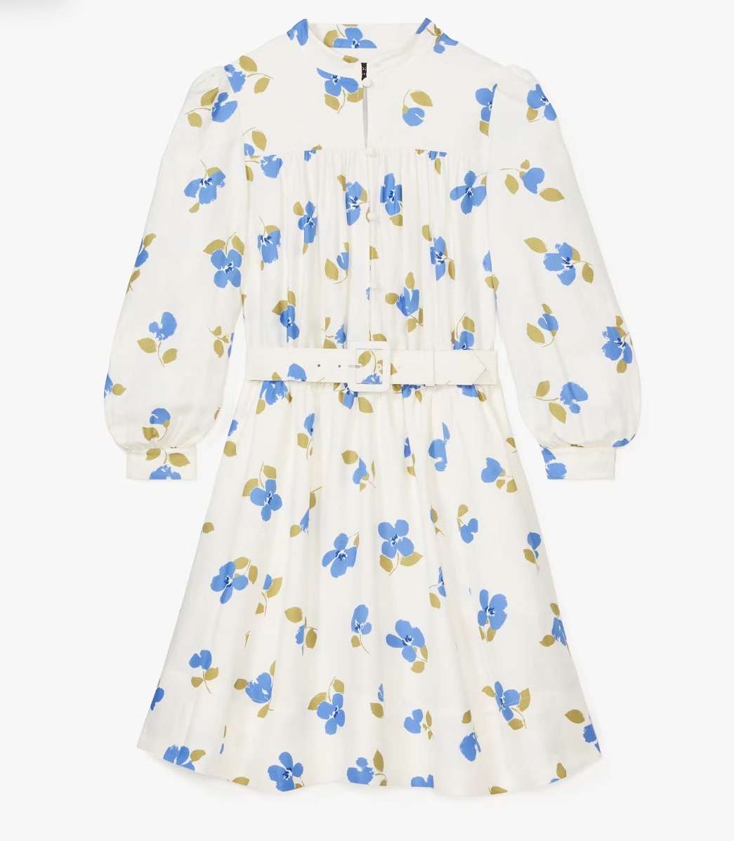 KATE SPADE ペインタリーブーケベルト付きシャツドレス