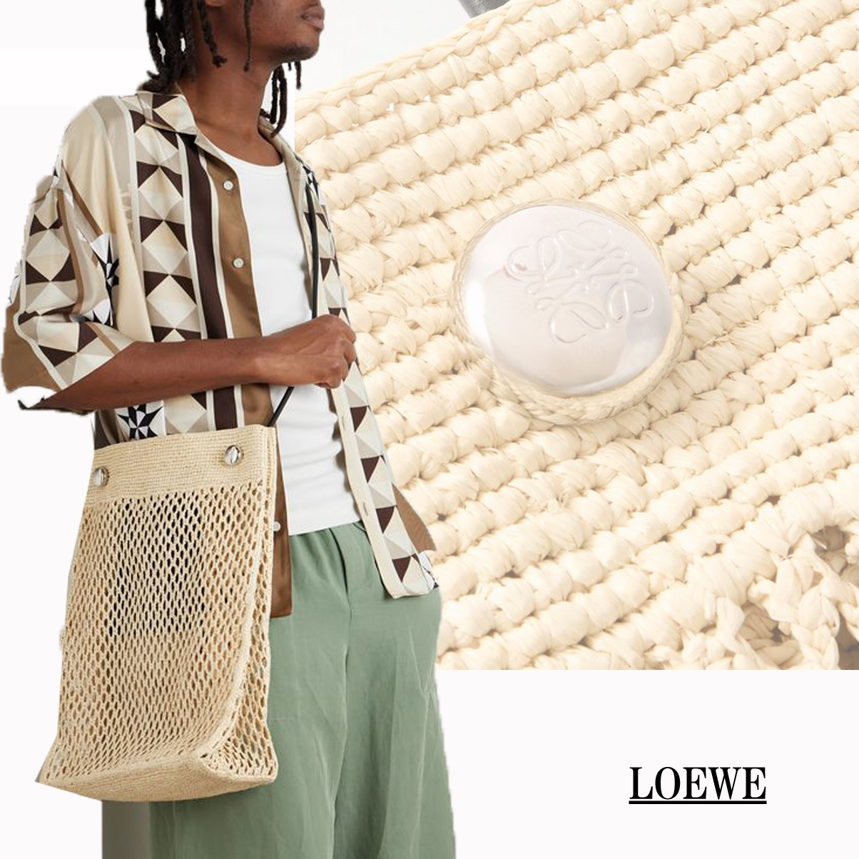 LOEWE ロエベ ペブル ホーボー ショルダーバッグ ラフィア