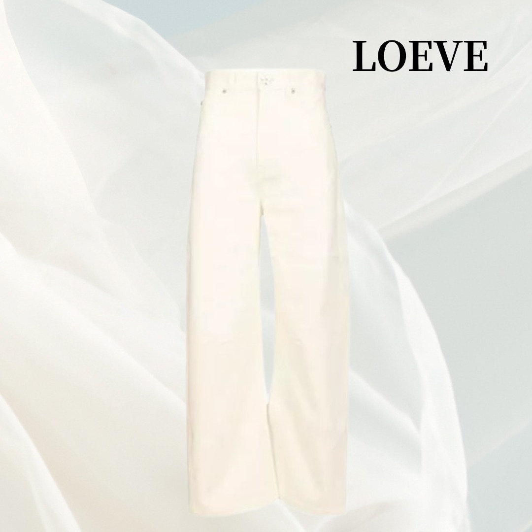 【LOEWE】ホワイト バレル トラウザーズ デニムパンツ