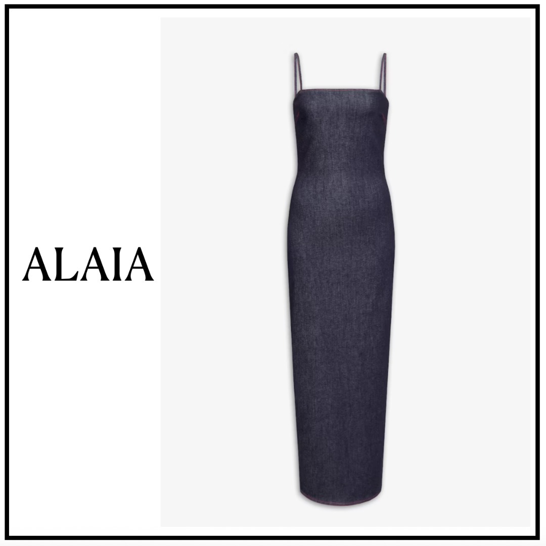 【ALAIA直営店】ROBE A FINES BRETELLES EN DENIM STRETCH