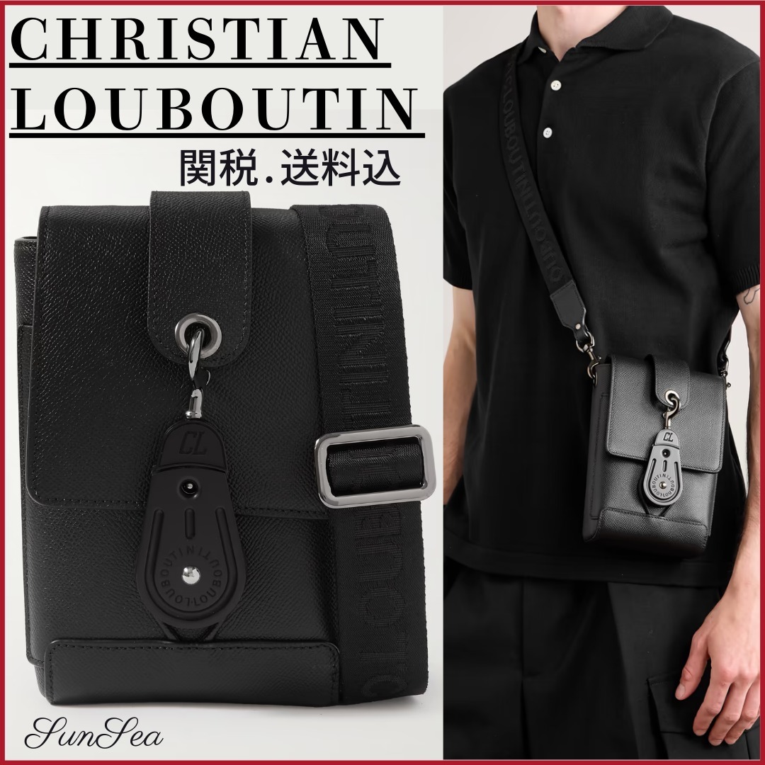 関税送料込【Christian Louboutin】フルグレインレザーポーチ
