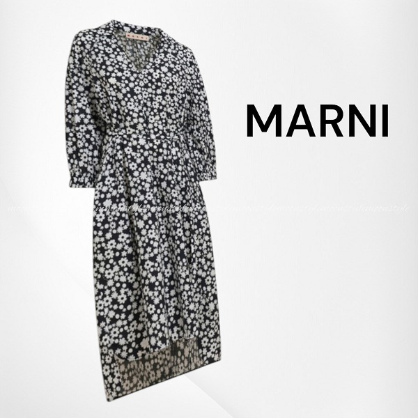 MARNI★Pop Fields モチーフ コットンポプリンシャツワンピース