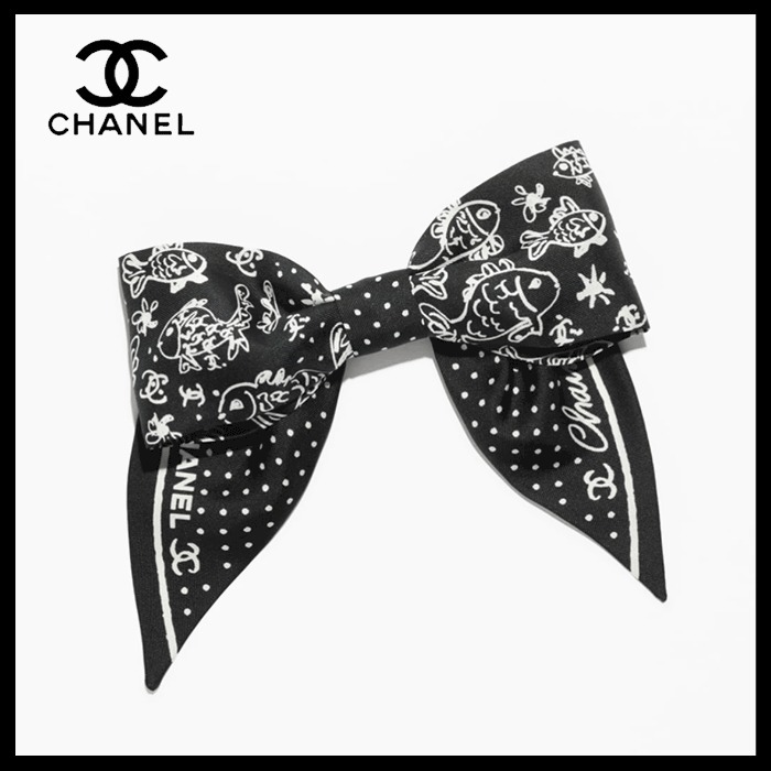 【大人かわいい☆】CHANEL リボンバレッタ シルクツイル