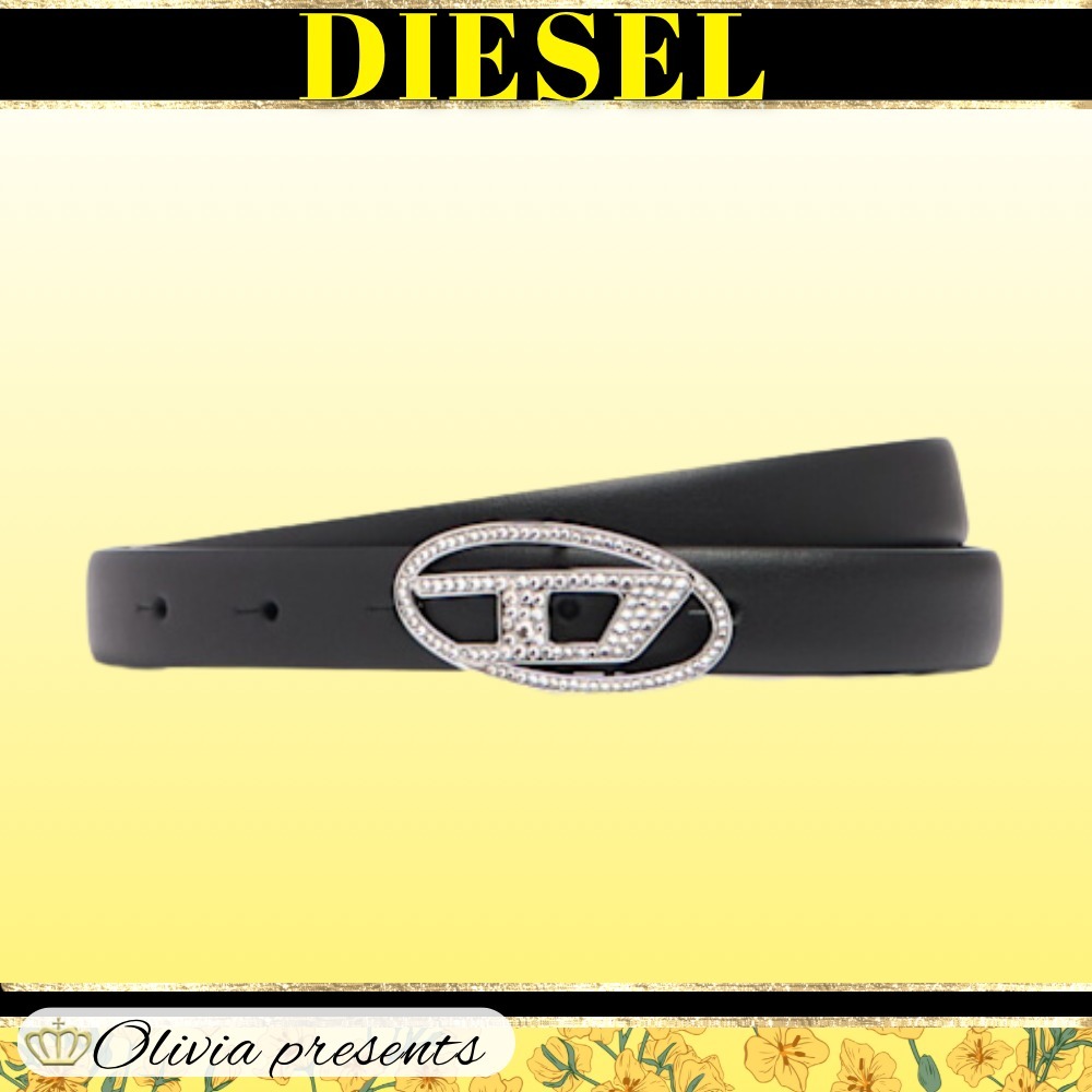 DIESEL>>2cmラインストーン付き1DRレザーベルト
