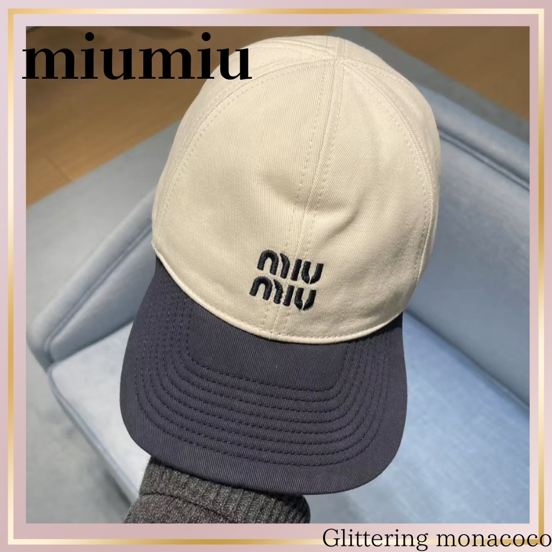 ユニセックス*日常に華を*miumiu*ドリルベースボールキャップ