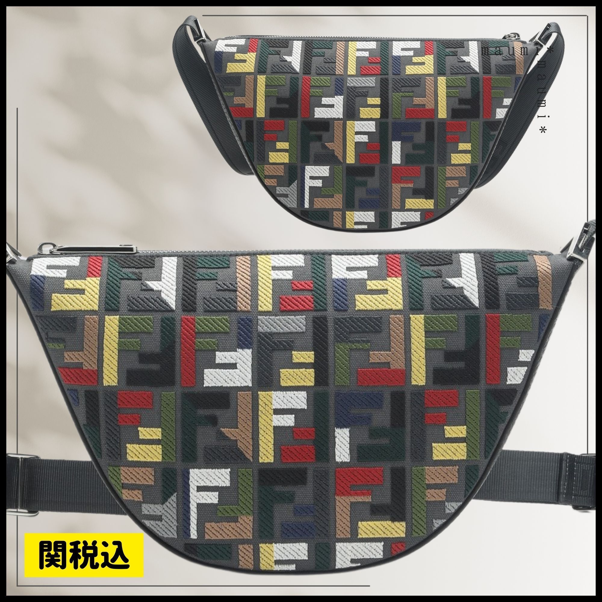関税込み/ FENDIフェンディ FFキャンバス メロン スモールバッグ