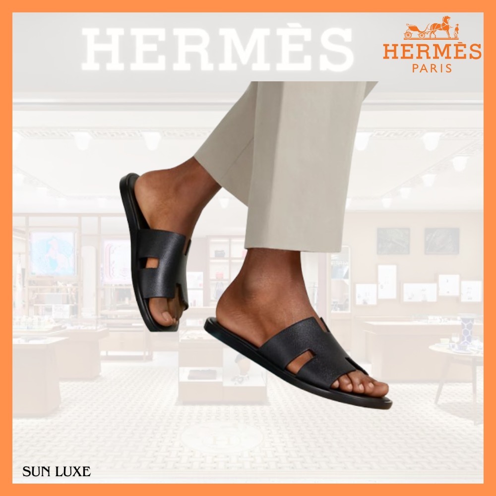 【定番の大人気商品】HERMES レザーサンダル IZMIR 黒