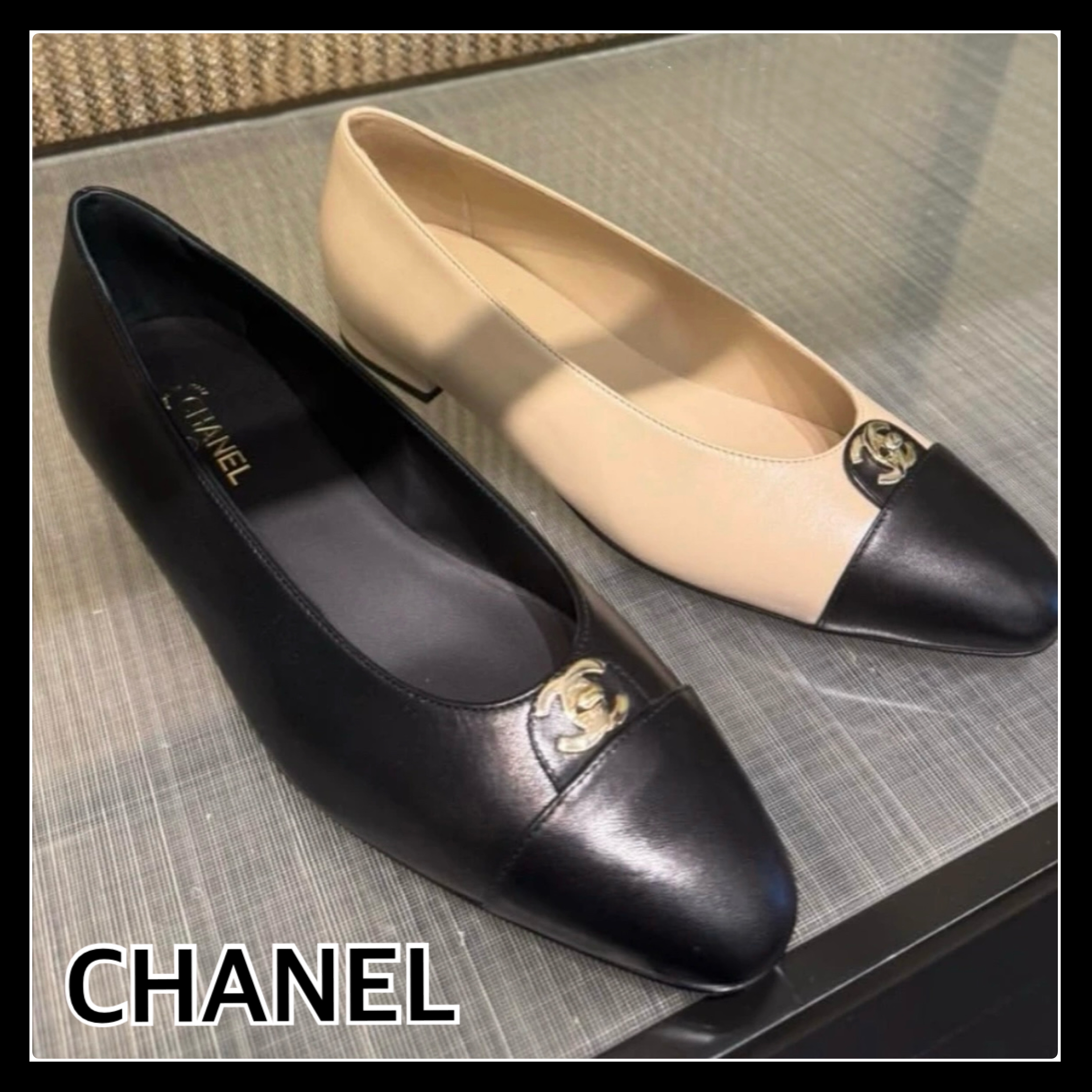 大人気☆定番【CHANEL】ターンロックCCロゴ バレリーナ
