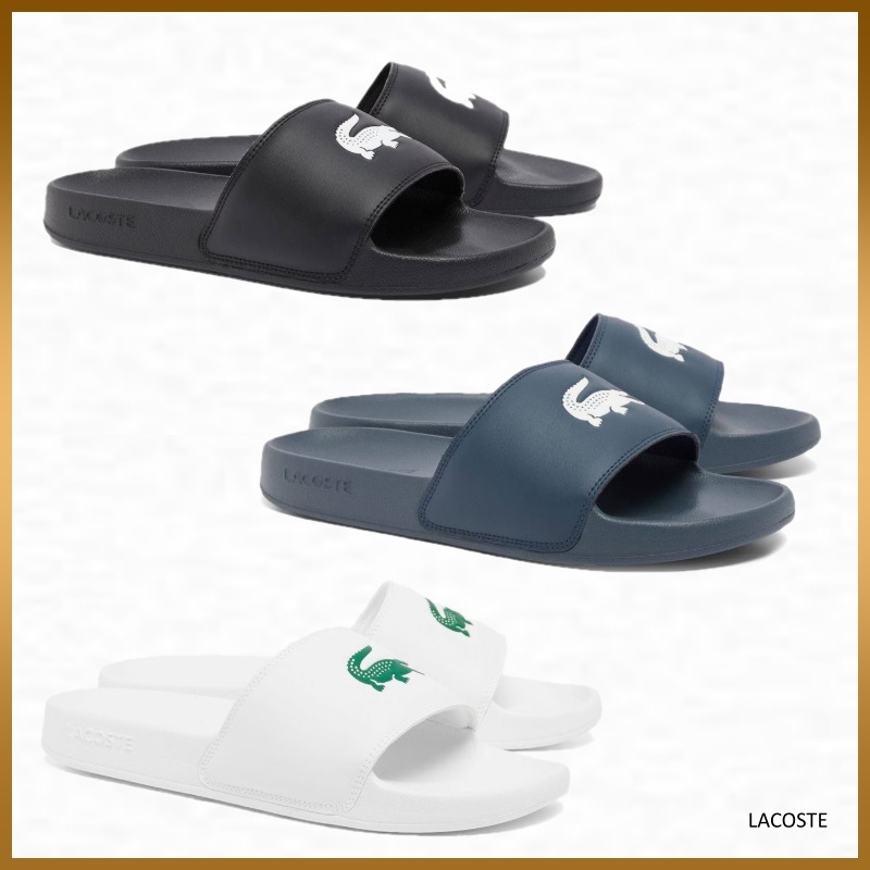 【LACOSTE】サーブスライダー サンダル ロゴ プール ビーチ 3色
