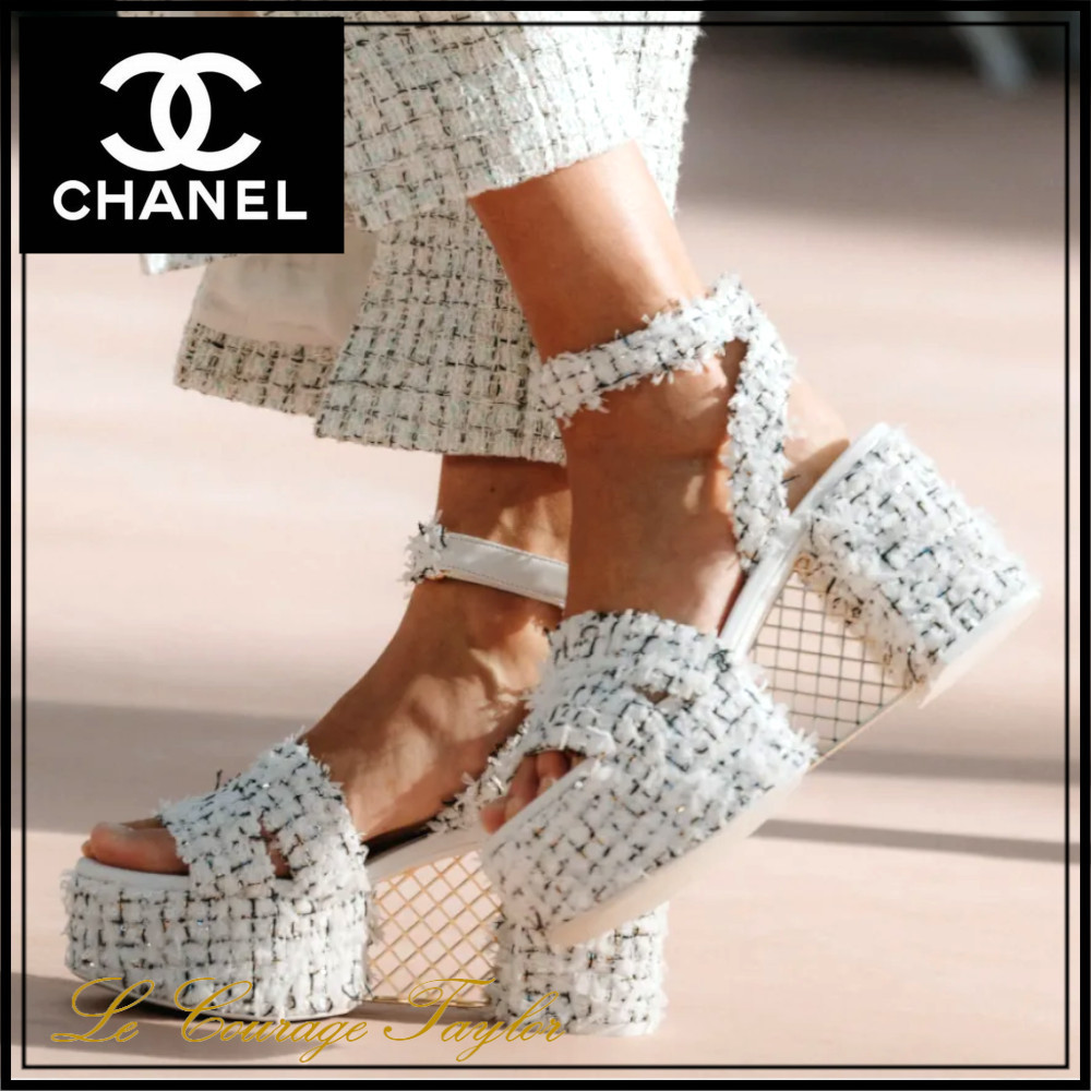エレガント♪【CHANEL】グリッターツイード サンダル