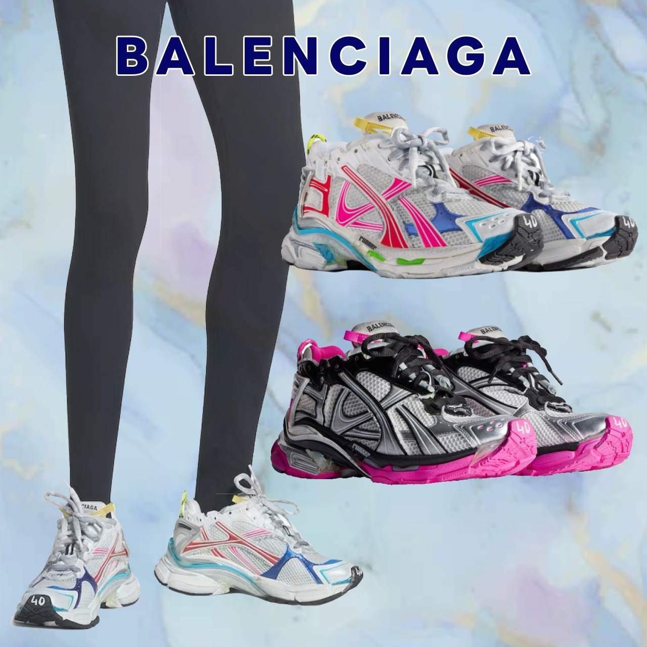 カラフル♪【BALENCIAGA】Runner スニーカー メッシュ＆ナイロン