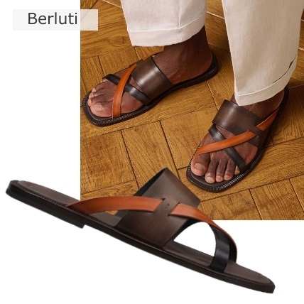 【25SS】Berluti Icaria レザー サンダル ロゴ ストラップ