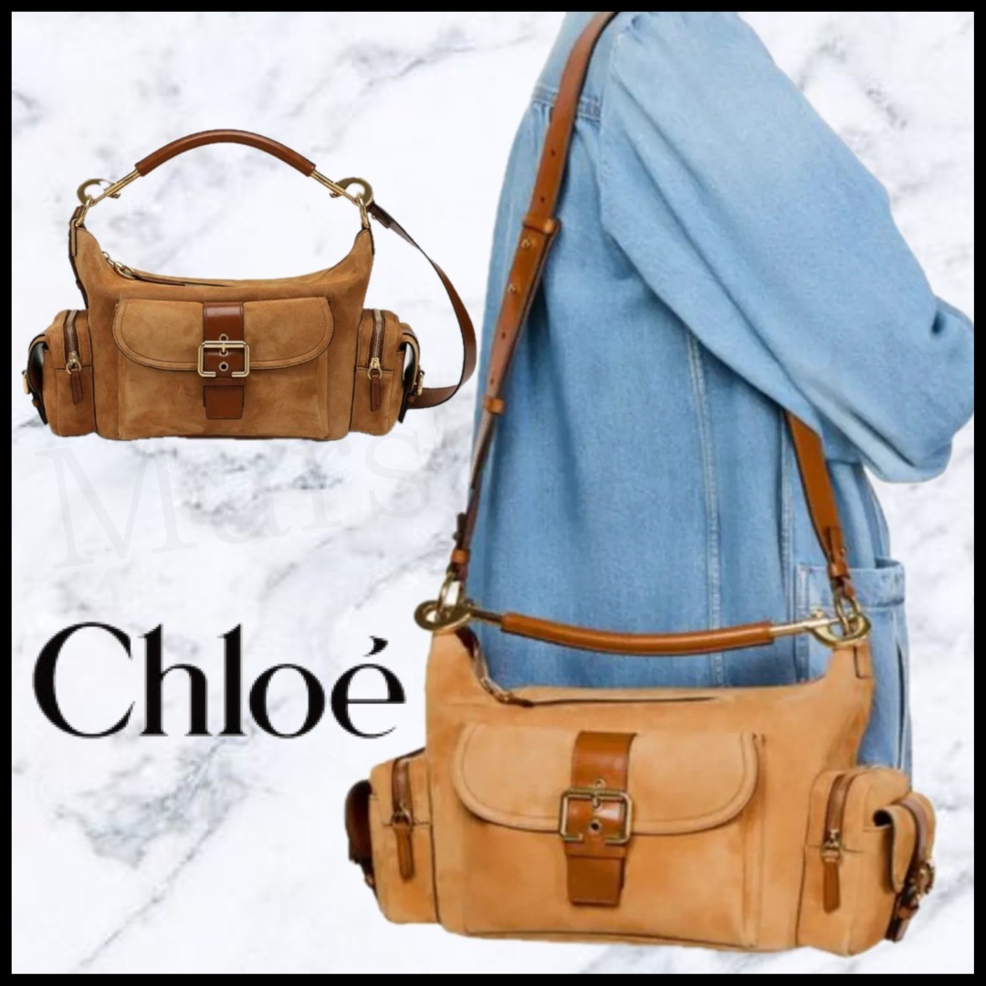 CHLOE シャイニーレザー スモール カメラバッグ C24AS534N8326M