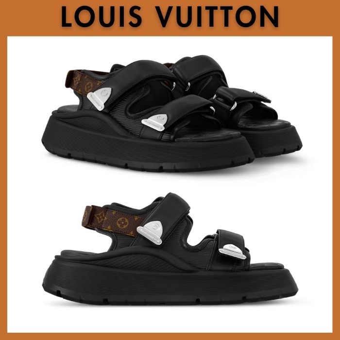 快適厚底☆LOUIS VUITTON☆カメレオン サンダル ブラック