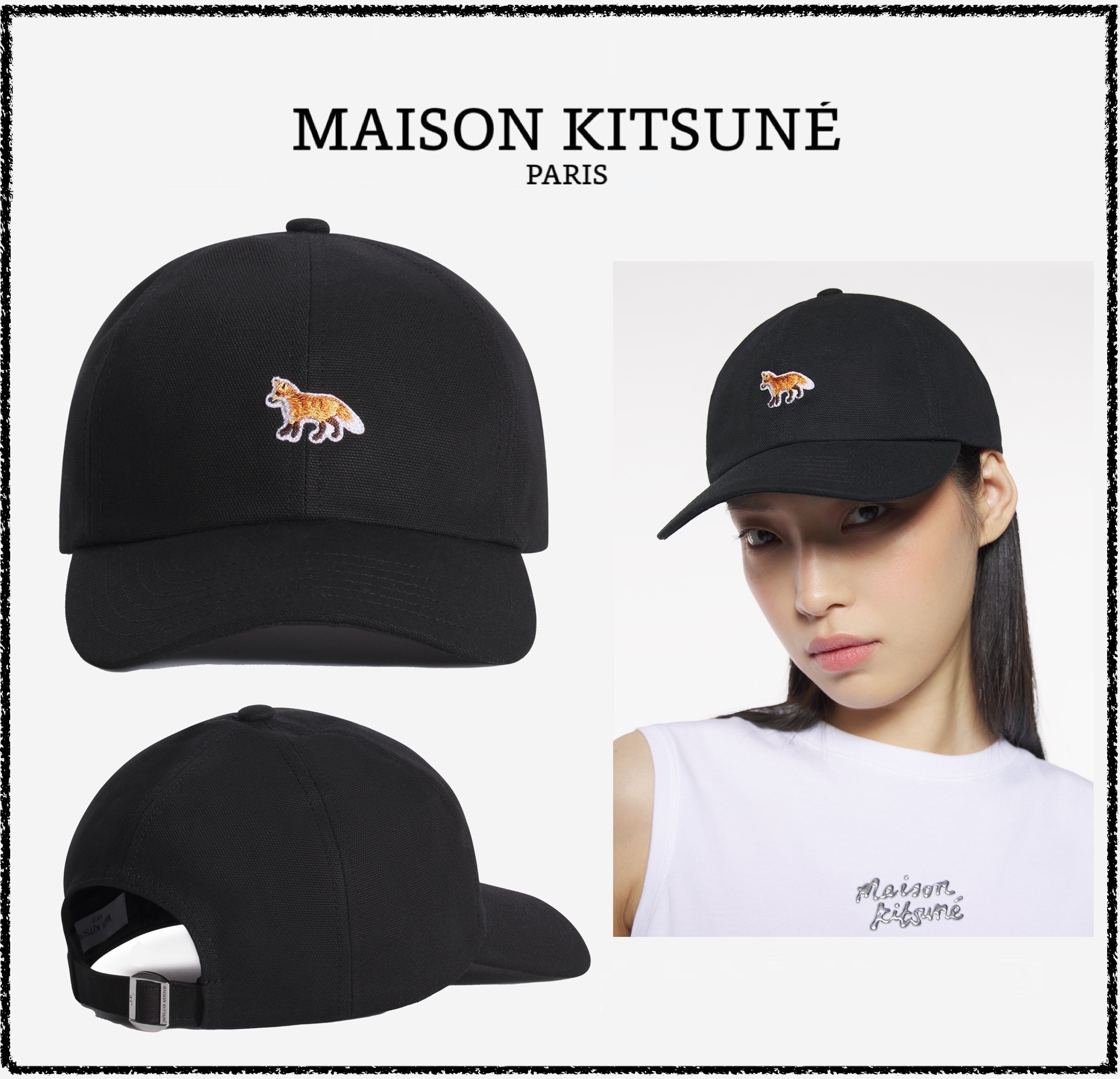 ★MAISON KITSUNE★ ベイビー フォックス 6P キャップ ブラック