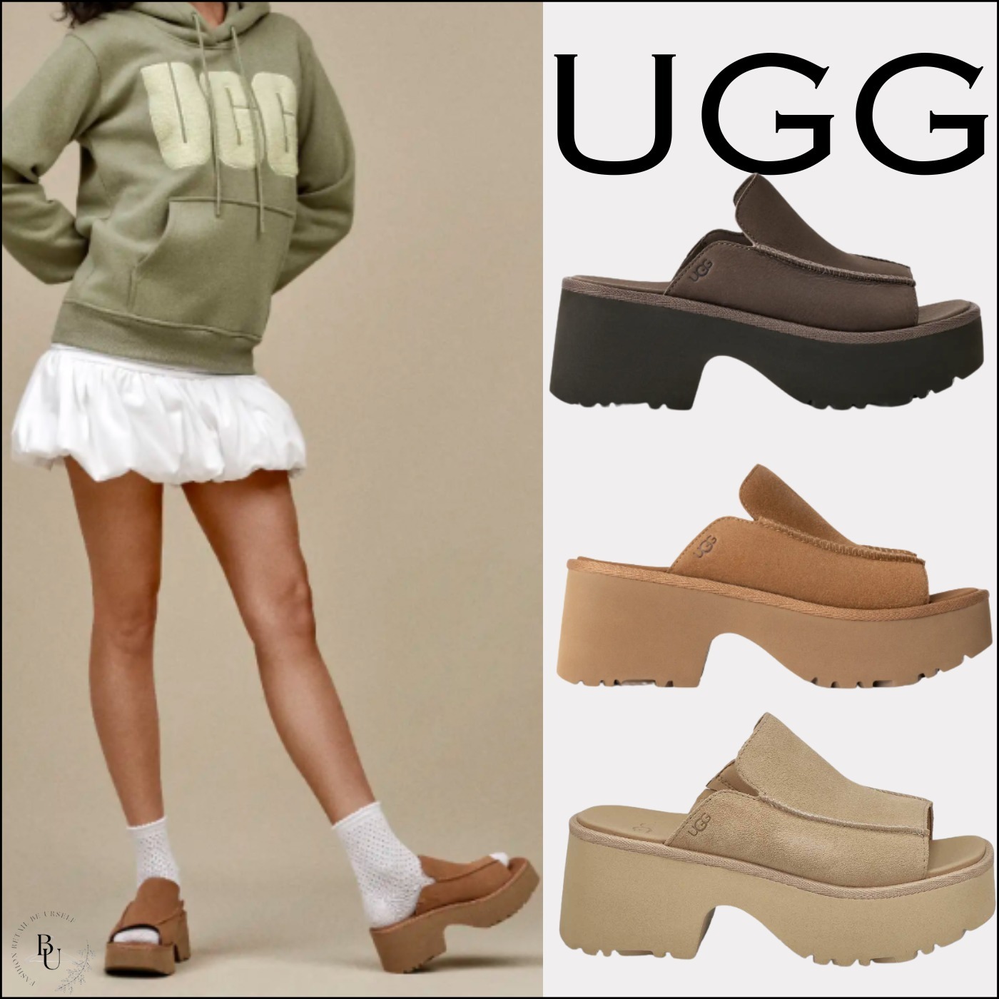 厚底【UGG】New Heights Slide スタイリッシュサンダル