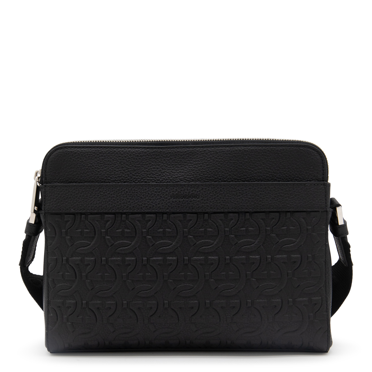 ★関税込み★ FERRAGAMO BLACK LEATHER MESSENGER BAG