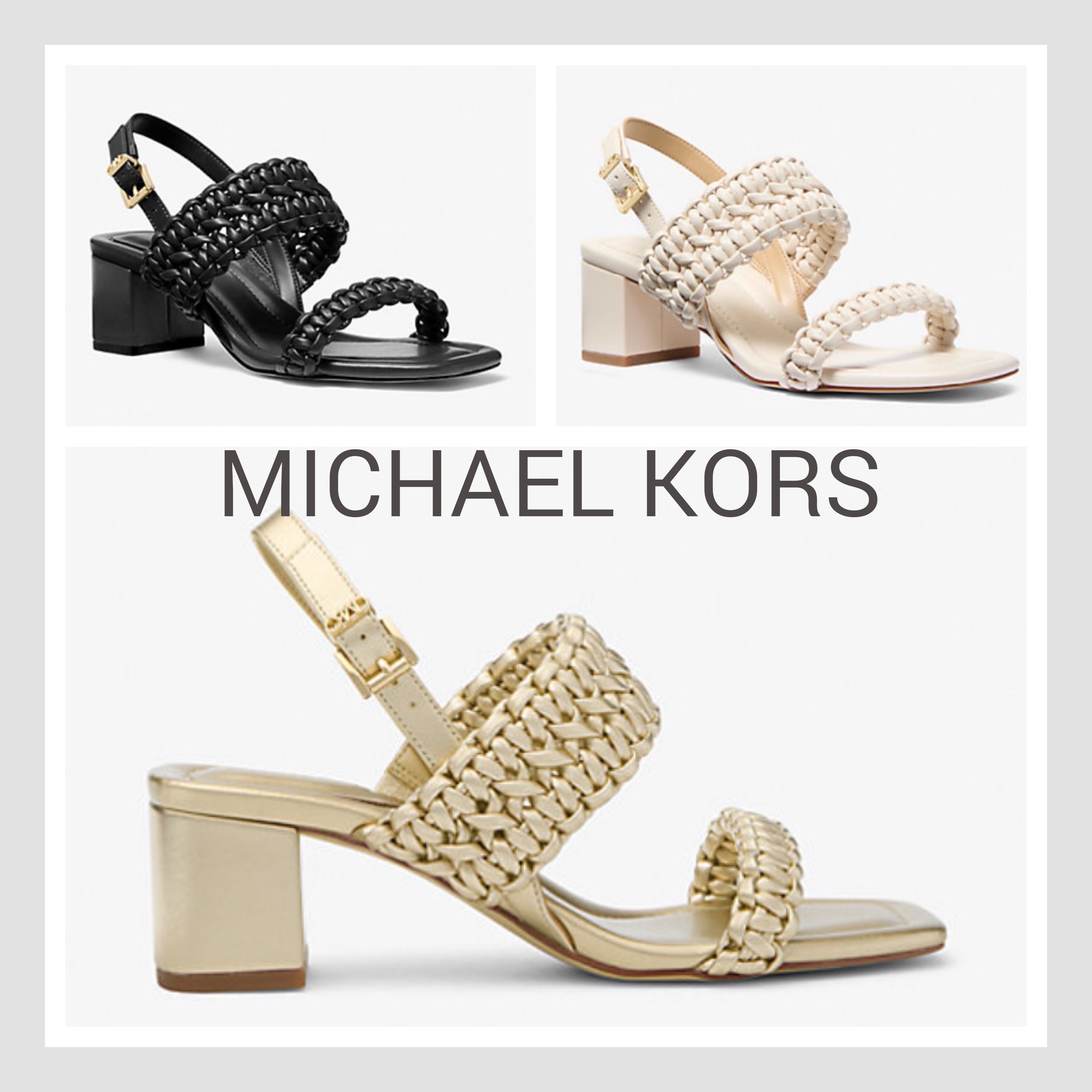 【Michael Kors】Audrina ウーブン ブロック ヒール サンダル