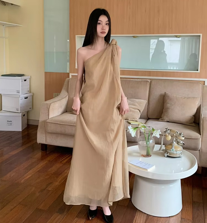 ワンショルダー レディース ロングドレス おしゃれ シンプル