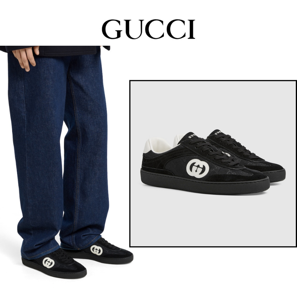 25新作 GUCCI グッチ G75 メンズ スニーカー スエード ブラック