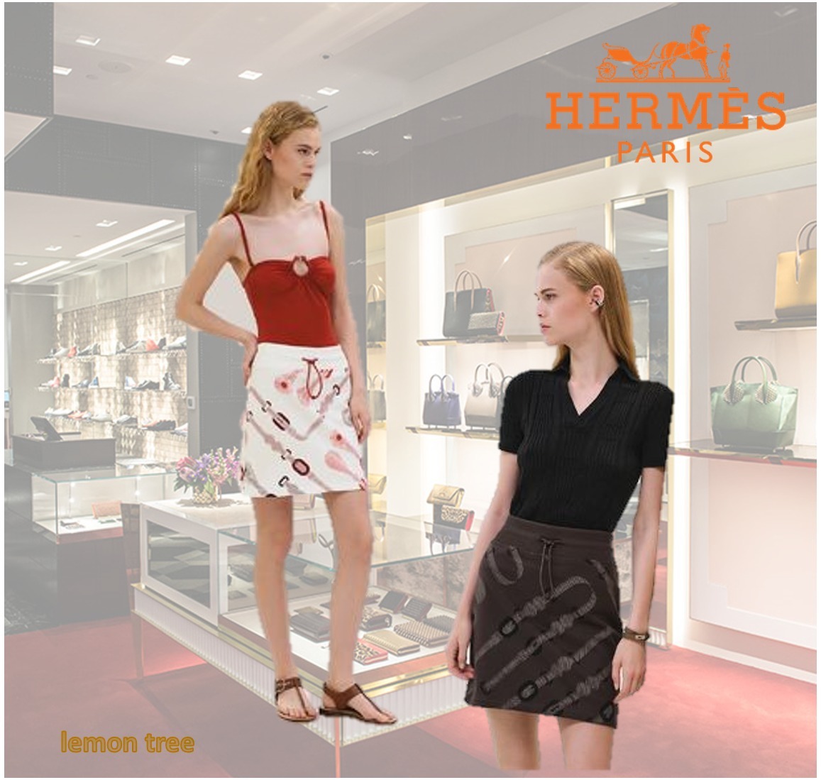 HERMES 「コーチング・リミックス」ミニスカート 存在感
