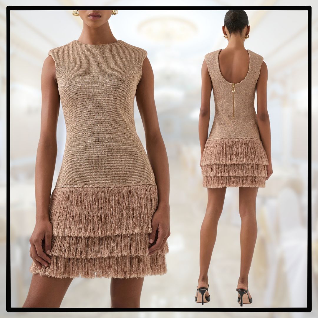 【Aje】Breeze Knit Mini Dress/ニットドレス/フリンジ/ゴールド