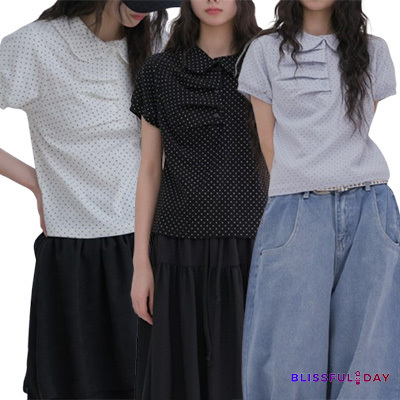 [Tilde seoul] クレバードットシャーリングカラーTシャツ