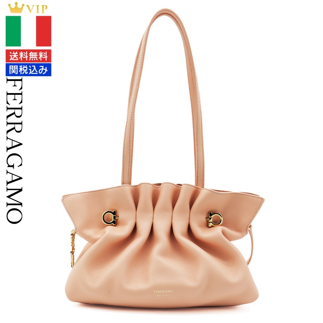 VIP【関税送料無料】希少 FERRAGAMO LEATHER TOP HANDLE BAG
