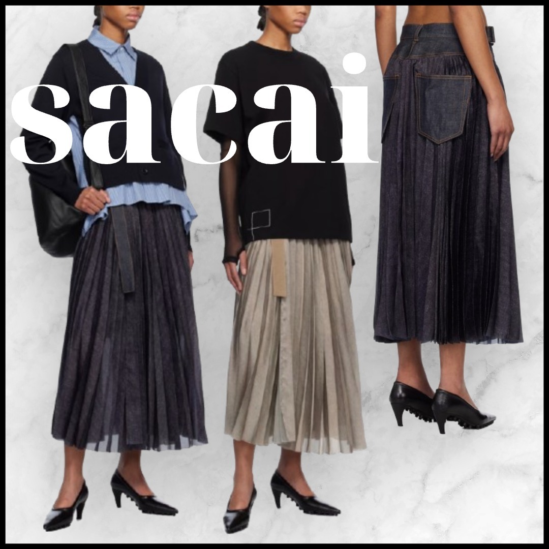 【送料関税込】sacai サカイ★デニムミックスプリーツスカート★