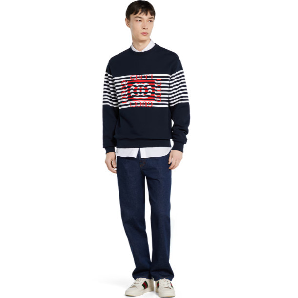 GUCCI《コットンジャージー スウェットシャツ》ネイビー 直営店
