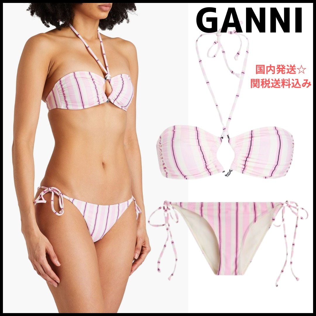 【GANNI】バンドゥ ストライプ カットアウト ビキニセット