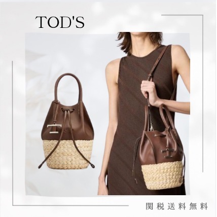 TOD'S トッズ T タイムレス ストロー バケット バッグ