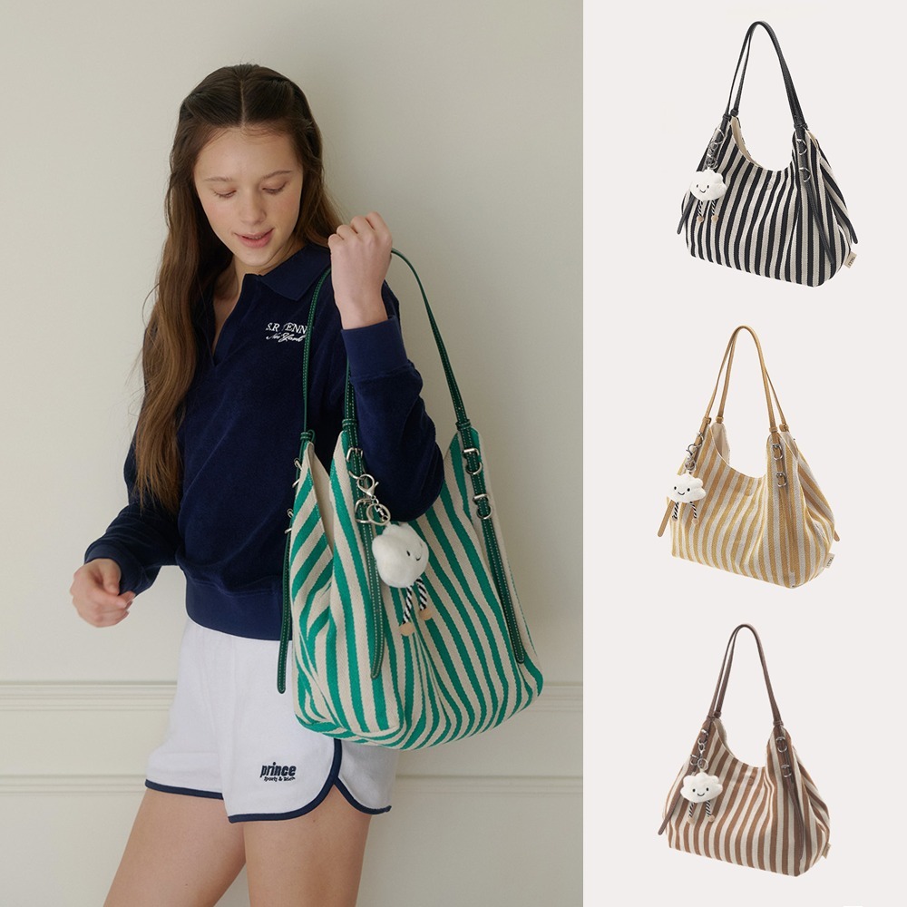 [TALLI] Flow Stripe Shoulder Bag (4 COLOR,キーリング+ポーチ)