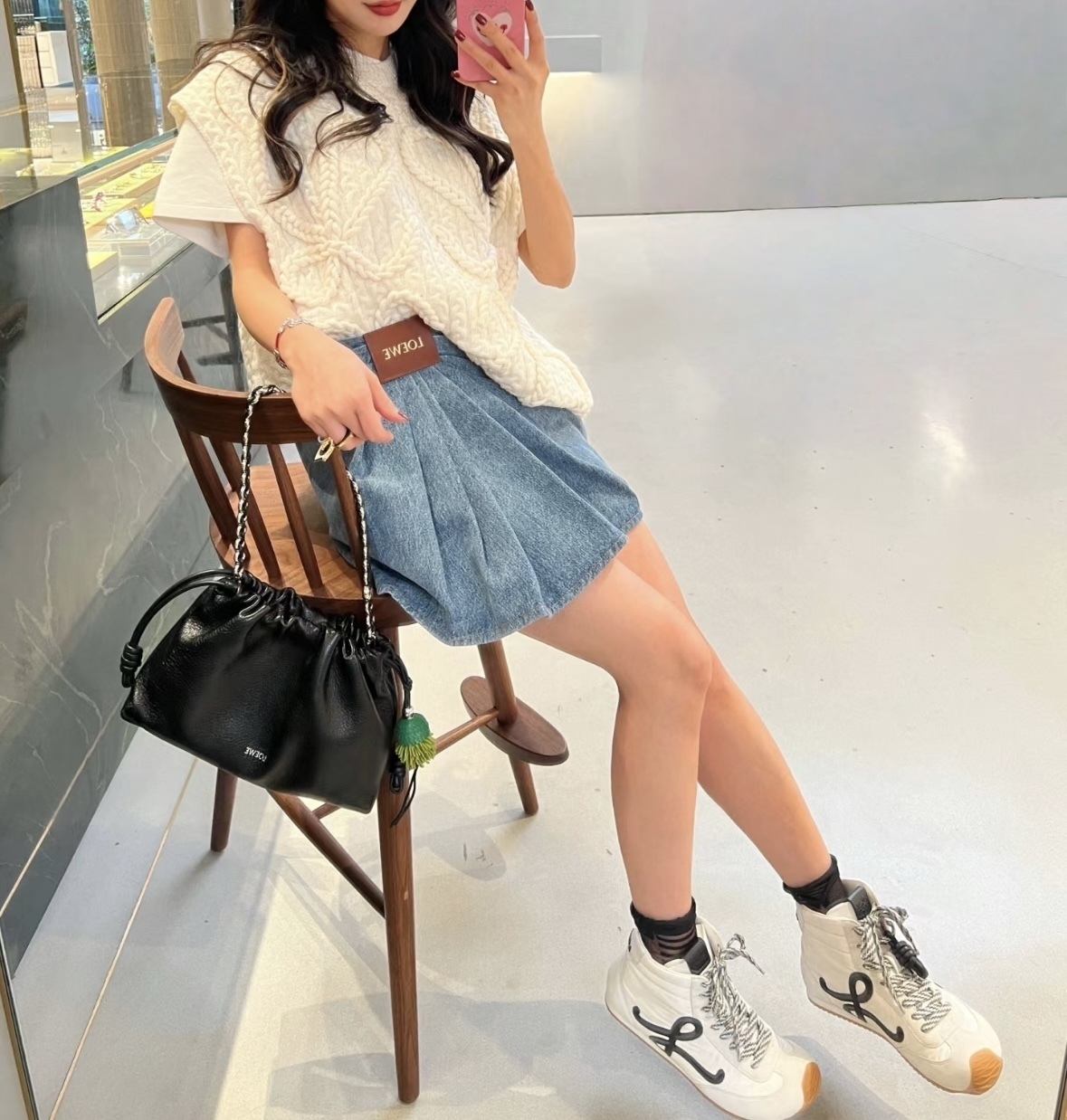 ドレープが美しい《LOEWE》ドレープドデニムミニスカート