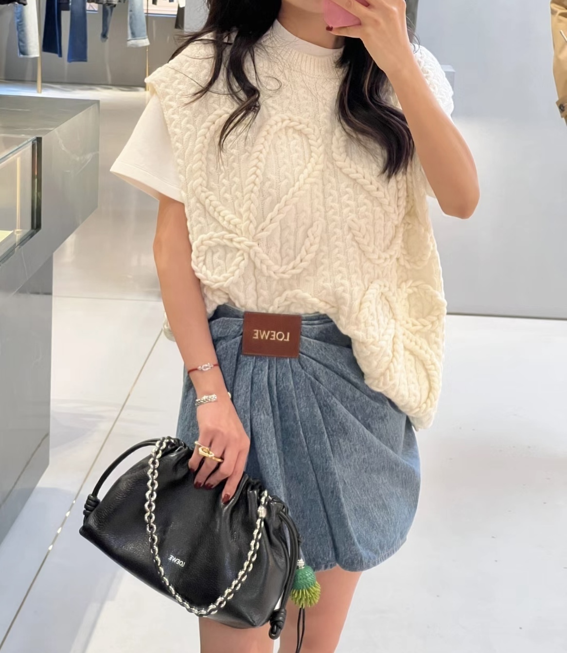 ドレープが美しい《LOEWE》ドレープドデニムミニスカート