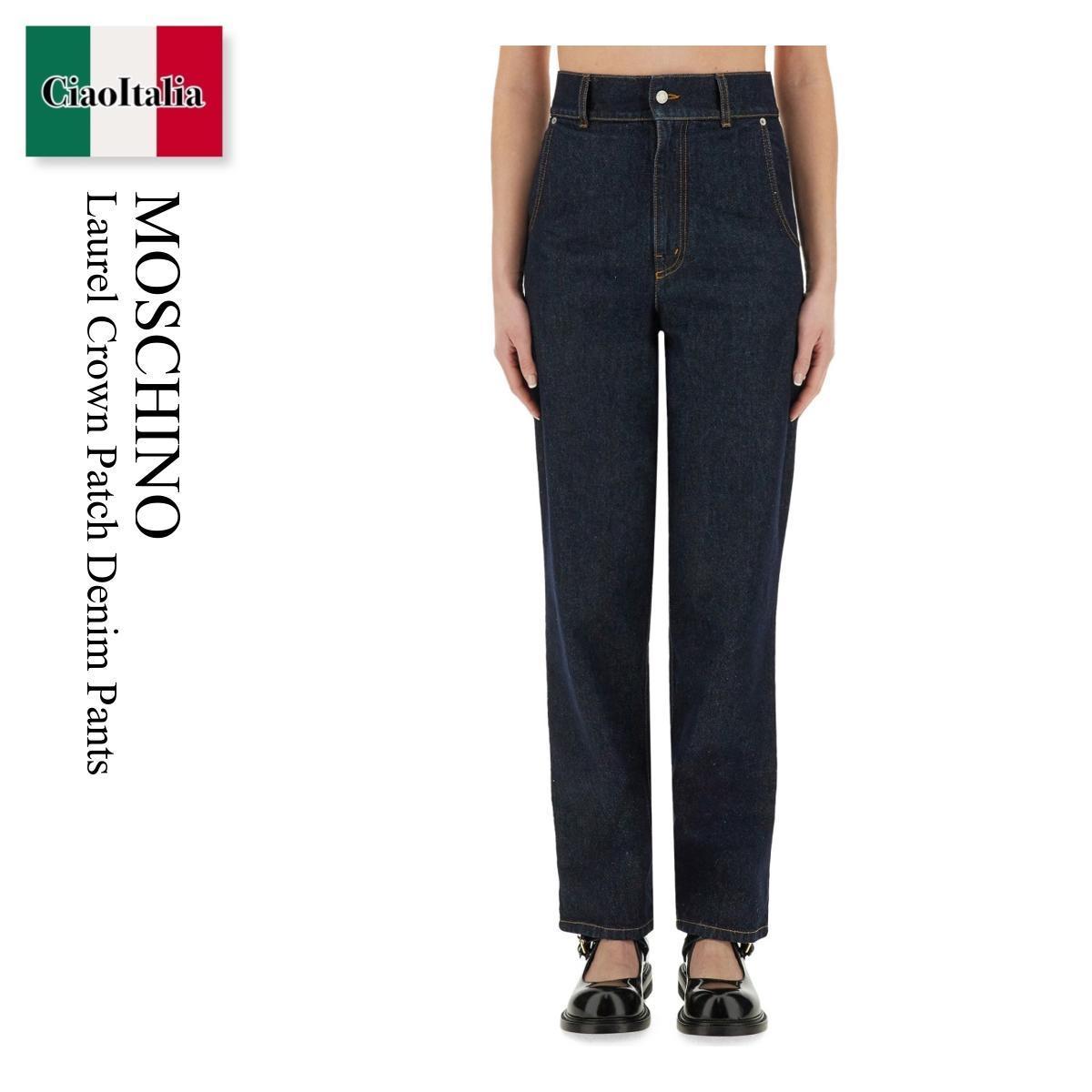 デニム・ジーパン Moschino Laurel Crown Patch Denim Pants