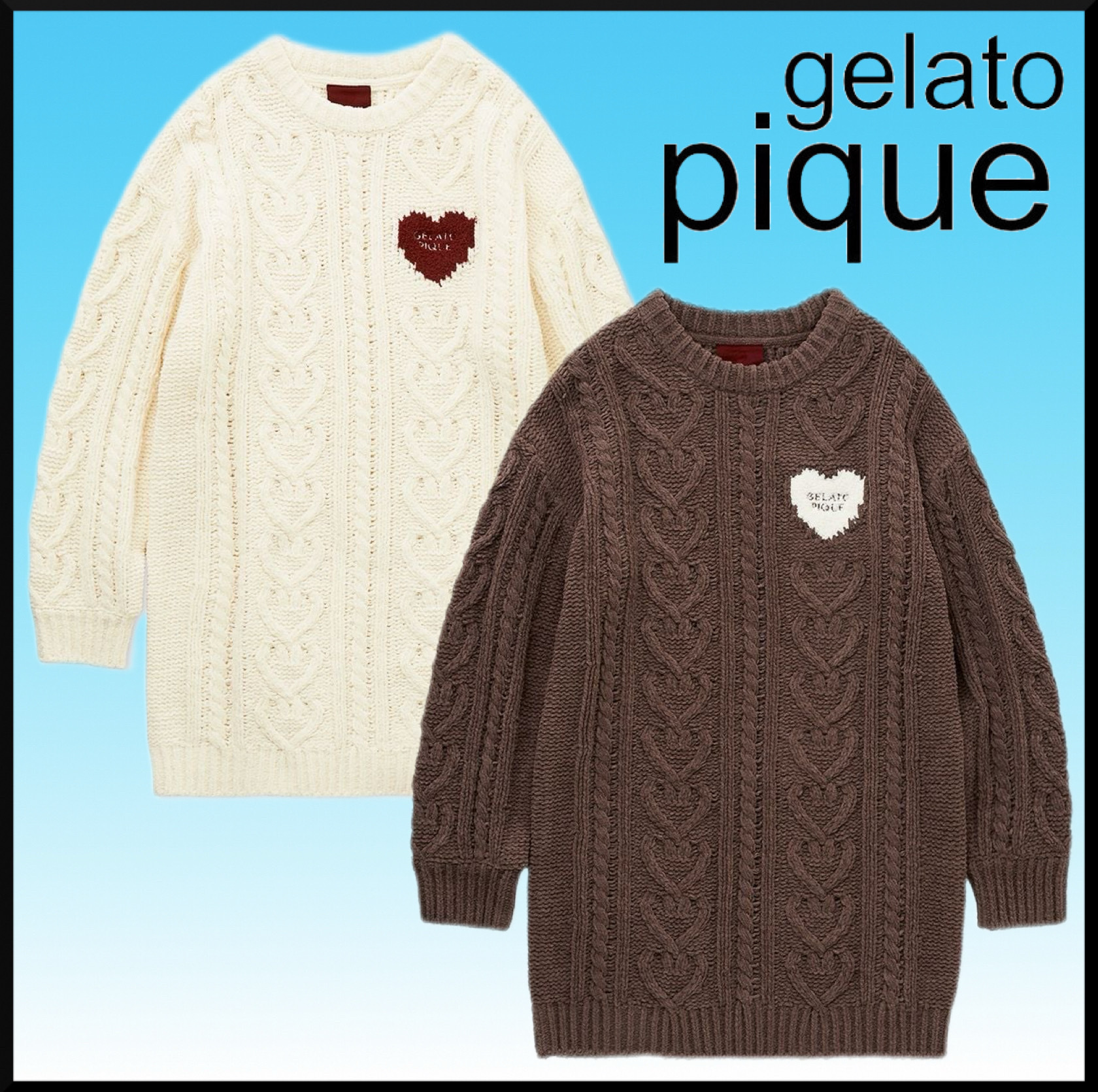 大人気★gelato pique ハートアランワンピース★スフレ素材 ロゴ