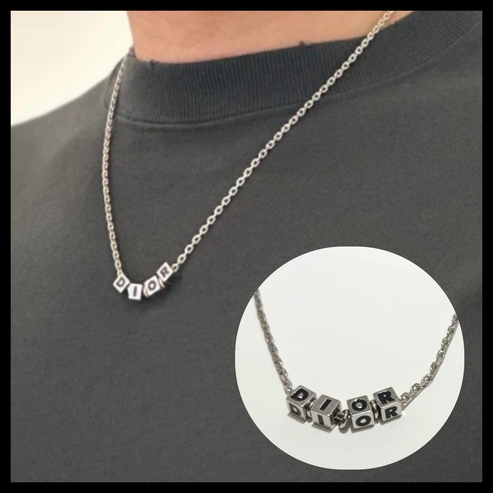 【シンプルでお洒落】DIOR Cube ペンダントネックレス