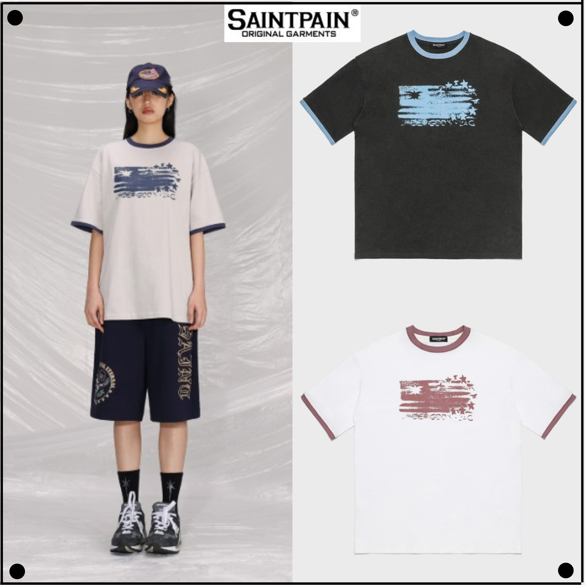 日本未入荷SAINTPAINのSP Flag Ringer Short Sleeve T-shirt