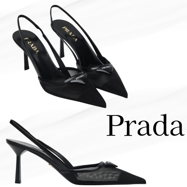 Prada★プラダ ロゴ入りブラックスリングバック